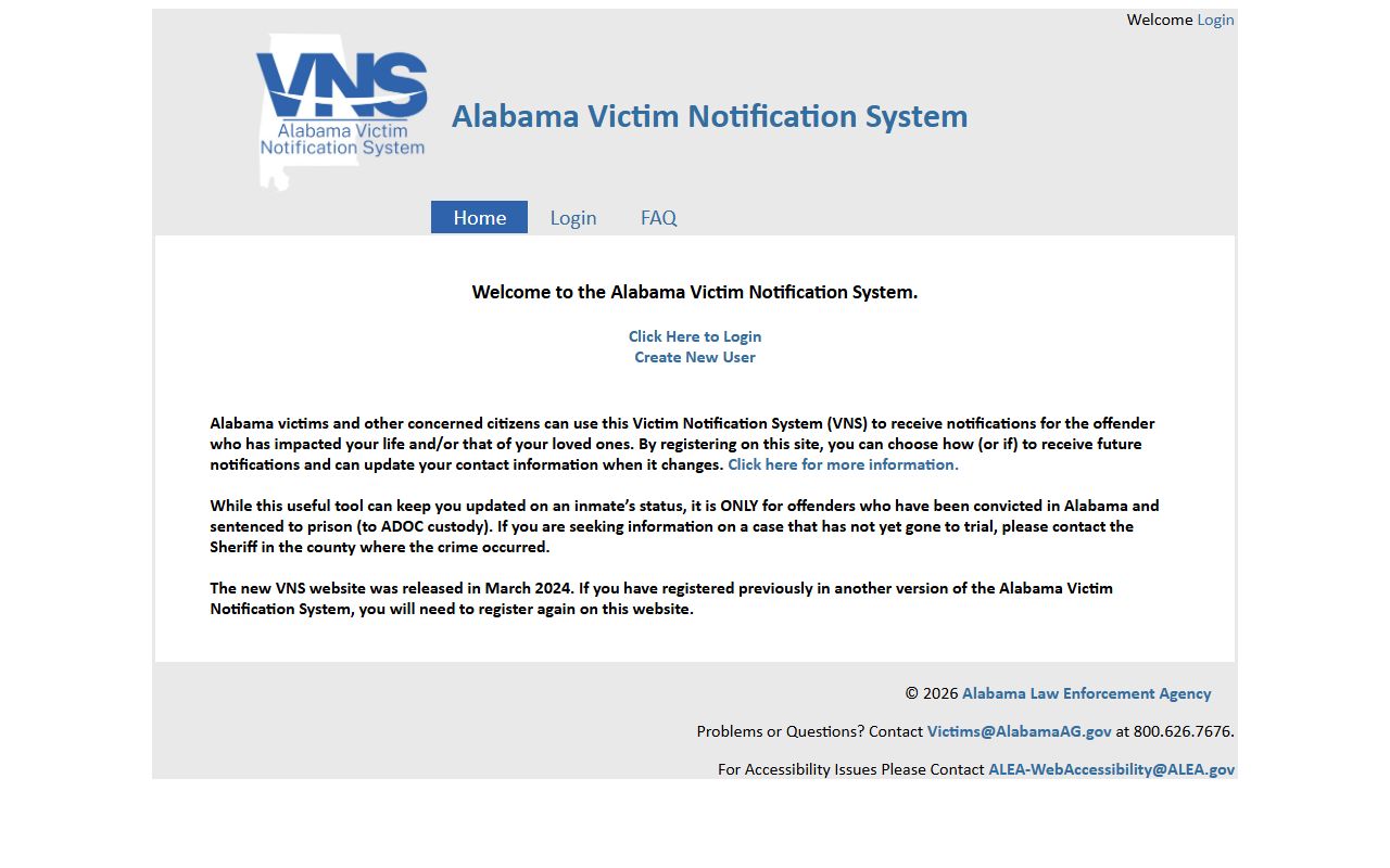 Cullman County inmate population Alabama Victim Notification System portal