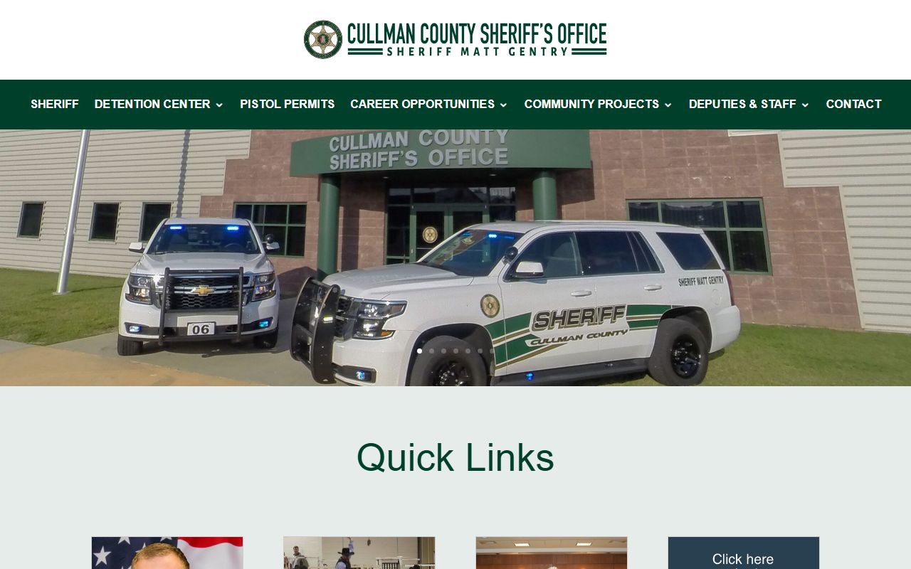 Cullman County Sheriff's Office homepage for the jail inmate population