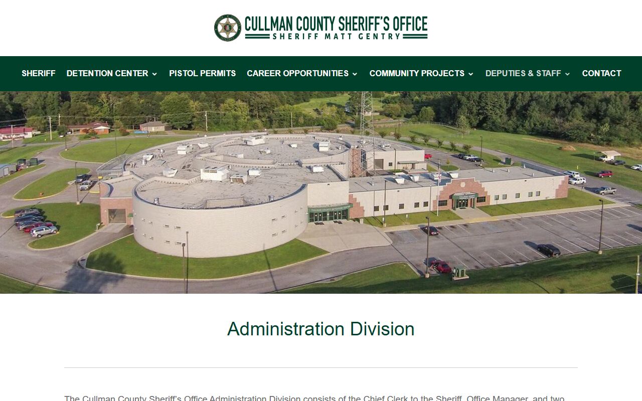 Cullman Sheriff's Office Administration Division records responsibilities